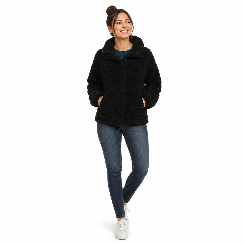 $300 NWT S13 New York Sherpa Puffer Jacket Womens Small Black Faux Shearling